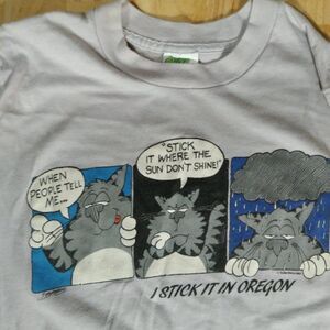 Vintage Super Shirts Stick It In Oregon Cat Comic J Bates T-Shirt